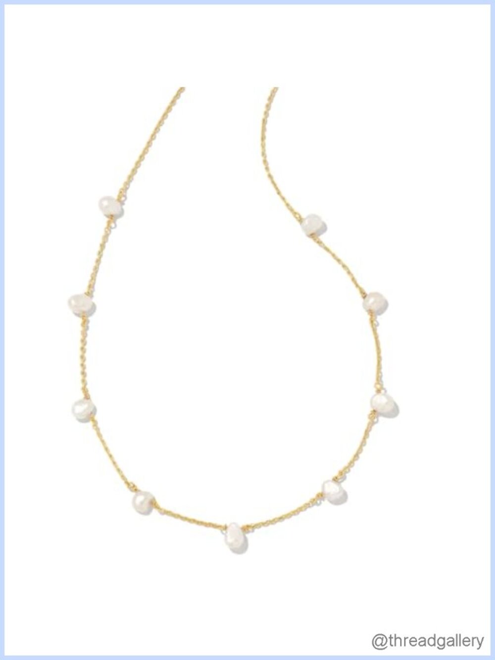 Kendra Scott Leighton Pearl Strand Necklace Gold Plated 16in Cable Chain